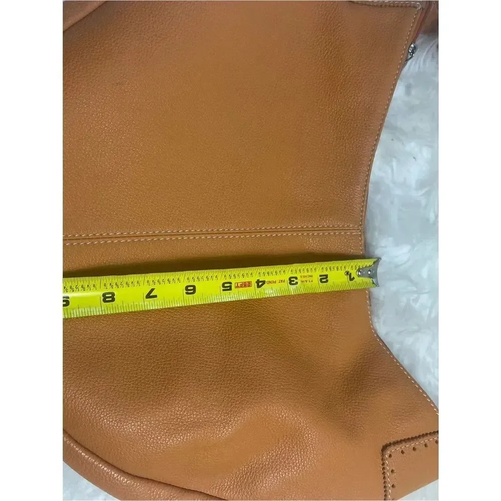 PRUNE Hobo leather Orange Medium Bag stitching accents silver tone hardwares .